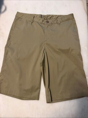 Nike Boys Flat-Front Olive/Tan Performance Shorts